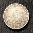 1918 French Silver  2 Francs  Wwi  Enn Coins
