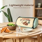 Vintage Print Roll Top Metal Bread Box  Rust Resistant Kitchen Counter Storage