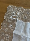 Vintage White Lace Handkerchief  Floral Bridal Hankie  Sheer Linen Center