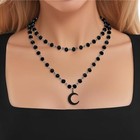 Gothic Moon Necklace For Women  Layered Black Crescent Moon Necklace  Witch J   