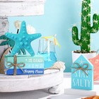 Blulu 5 Pieces Summer Beach Tiered Tray Decor 3 Mini Faux Decorative Blue 