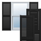 Vinyl Open Louver Shutters Pair W  Hardware Durable Lightweight Water Resistant