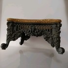 Sturdy   Stylish Victorian Style Cast Iron Footstool W  Gold Color Tapestry Top