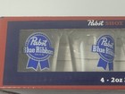 Set Of Four 2oz  Shot Glasses Pabst Blue Ribbon Beer Logo New