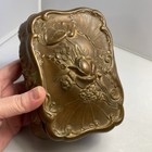 Antique Ornate Jewelry Casket With Rose   Poppy Floral Accents Lidded Box
