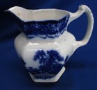 Antique Flow Blue Pitcher Watteau Pattern By Nwp 7 h X 8 handle To Spout