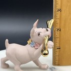 Walker Hagen Renaker Pink Gold Bisque Dog With Gold Bone