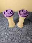 Tupperware Hourglass Salt   Pepper Shaker Set  Teal Seals 6    Tall