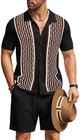 Coofandy Men s 2 Piece Outfit Casual Solid Mens Vintage Short Sleeve Button Down