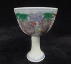 Old Chinese Hand Painting Grapes  doucai  Porcelain Foot Cup  chenghua  Mark