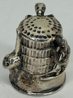 Antique 925 Sterling Silver Thimble Cat Pendant Charm England Needle Quilt Sew