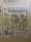 June 30  1953 Newspaper Page  2701- Vincent Price In  house Of Wax  Movie Ad     