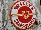Vintage Willys Jeep Porcelain Sign Old 12  Chrysler Off Road Truck Sales Service