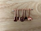 1 12 Scale Dollhouse Miniature Copper Utensils With Hanging Bar Kitchen Decor