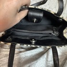 Leopard Print Faux Fur Frame Bag With Leather Handles Beige Black