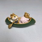 Wee Forest Folk Ms-11 Two In Canoe Green 1981 Retired Figurine