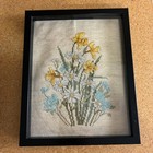 2 Vtg Needlepoint Cross Stitch Daffodils Flowers Framed 8 X 10 Standing Or Wall