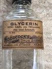 Antique Vintage Glycerin Bottle Woodcocks Drug Store Niles Oh Paper Label Nice 