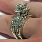 Real 925 Sterling Silver 2 Ct Princess Cut Moissanite Engagement Bridal Ring Set