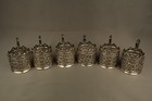 Antique Persian Islamic 84 Solid Repousse Silver Tea Glass Holders Hand Made