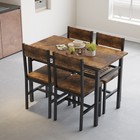 5pcs Dining Set Mdf Board Dining Chairs Metal Frame   2 Tiers Dining Table Brown