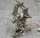 Vintage Spoontiques 2 5  Tall Pewter Dragon With Crystal Between Wings Mr890