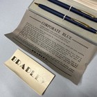 Vintage Bradley Corporate Blue Gold Pen   Pencil Set With Case Bird Logo