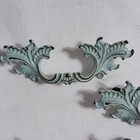 4 Vintage French Provincial Brass Drawer Pulls Handles Painted Blue Distressed