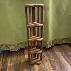 Vintage Wood Corner Wall Shelf 5 Heart Shaped Shelves  Slat Back 23 5   x 4 5 