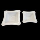 Lot Of 2 Vintage Mid Century Modern White Milk Glass Stackable Ashtrays
