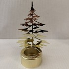 Yankee Candle Gold Christmas Tree Set Of 2 Tea Light Holder Metal New No Box