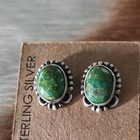 Sterling Silver Oval Green Sonoran Mountain Turquoise Stud Earrings