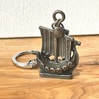 4  Norway Krase Viking Boat Pewter Artist Made Vintage 3d Key Chain Retro Ring