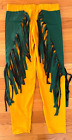 Pro Wrestling Tights Yellow W  Green Tassels Side Design Sz  38-40 Large