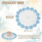 2pcs Crochet Handmade Doilies 8 2  Placemats Lace Coasters White  Light Blue