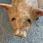 Vintage Large Paper Mache Pig Piglet Hand Made   Hand Painted Figurine 20   x8   
