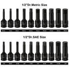 1 2  Drive Master Impact Hex Bit Set Hex Driver Sae metric 1 4  - 3 4  6mm-19mm