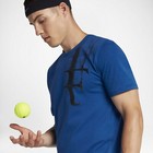 Nwt Nike Rf L Tee T-shirt Court 2016 Roger Federer Blue black Athletic Cut