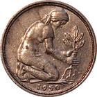1950 G F Germany 50 Pfennig Lot Of 2 Coins W  Double Die   Repunched Date Errors