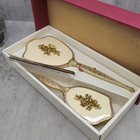 Matson 24k Gold Plated Antiqued Vanity Set - Og Box  Never Used  1950s -     Gift