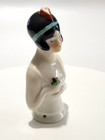 Antique Art Deco German Porcelain Half Doll Flapper Lady W Flower