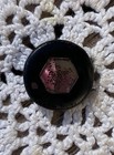 Antique Victorian Black Glass Buttons Lot Of 3 Silver Luster Amethyst Foil Shank