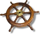 Vintage Wooden Ship Wheel Nautical Decor Finishing Wheel Wall Boat Seas Brass