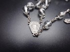 Vtg Signed 800 Sterling Silver Crucifix Rosary Crystal Beaded