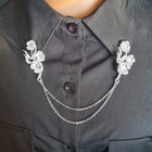 935 Silver With Fabulous Heavy Floral Flower Design With Chain Collar Men s Clip