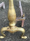 Vintage Pair Of Puritan Brass Fireplace Andirons Set Federal Style 18 h -heavy