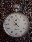 Minerva Mechanical Analog Stopwatch 0-60 Seconds White Dial Silver Tone