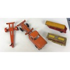 Vintage Pressed Steel Orange Toy Truck Haul-a-car Trailer Set 4pc Restoration