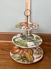 Pottery Barn 3 Tier Tidbit Serving Tray Pumpkins Fall Very Gently Used