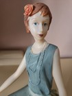 Vintage Art Deco Style Lady Figurine     Polystone Collectible     Elegant 1920s   